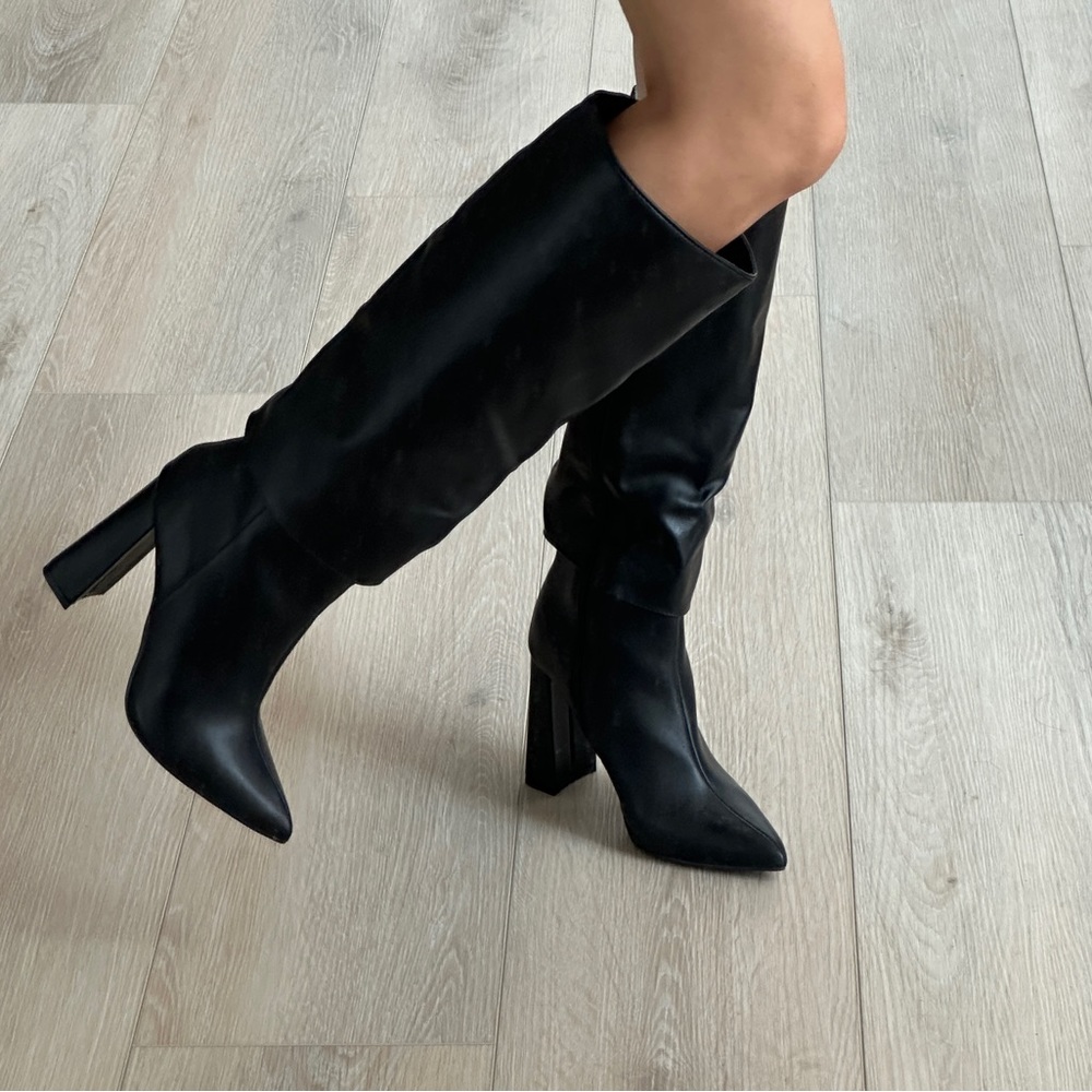 DSW fold over boots in black